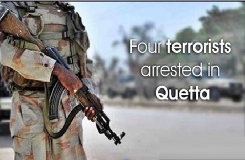 Four terrorists arrested in Quetta