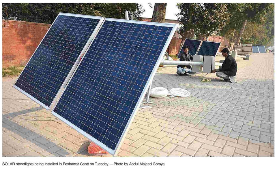 Solar streetlights being installed throughout Peshawar...........!!!