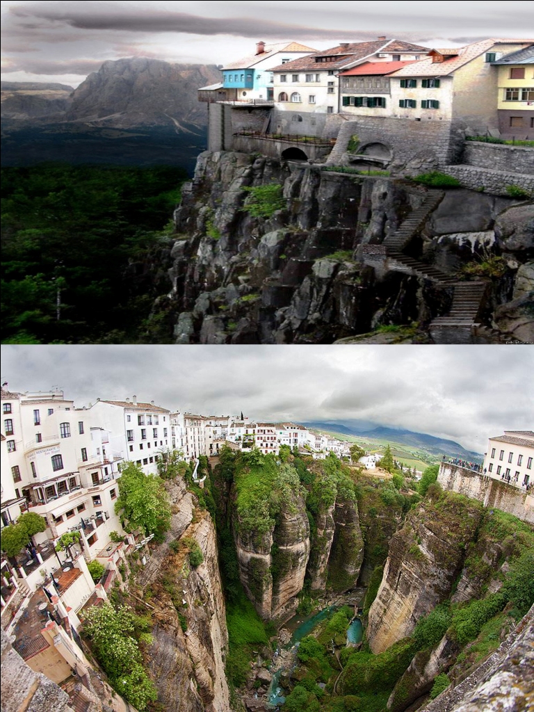 NATURAL BEAUTY OF CLIFF-SIDE DWELLINGS OF RONDA, SPAIN.....!!!