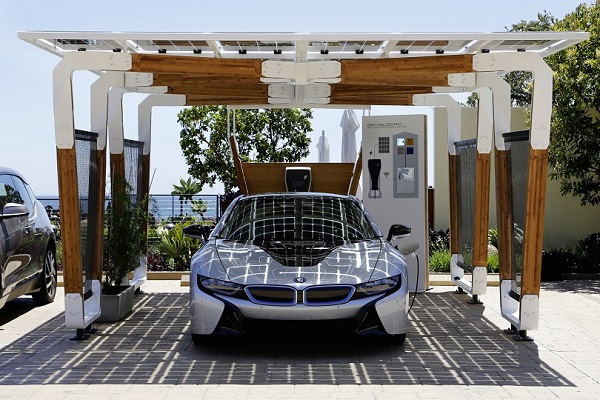 BMW’s Solar Carport Concept Charges EVs While Shading Them
