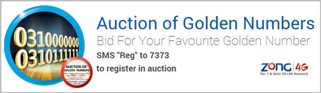 Get yourself registered for Zong Golden Number Bidding process