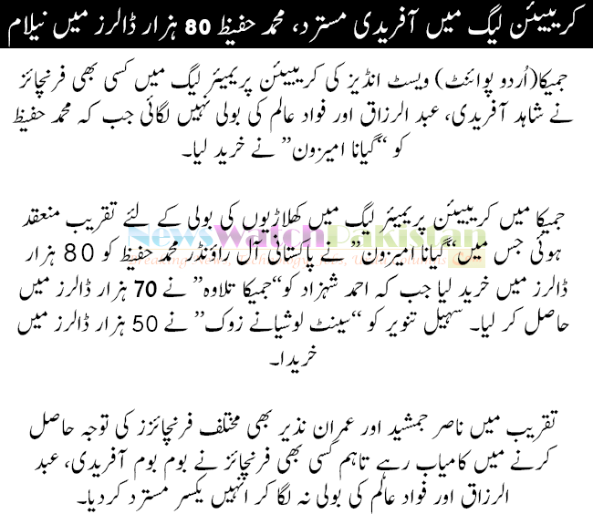 No takers for Shahid Afridi in Caribbean Premier League